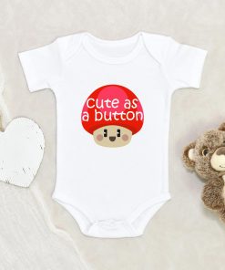Cute Mushroom Onesie - Vegan Baby Onesie - Cute As A Button Baby Onesie - Baby Clothes - Vegetable Baby Onesie - Funny Baby Clothes NW0112 0-3 Months Official ONESIE Merch