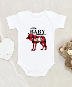 Buffalo Plaid Wolf Onesie - Baby Wolf Onesie - Cute Baby Onesie NW0112 0-3 Months Official ONESIE Merch