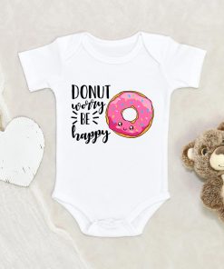 Cute Donut Baby Clothes - Donut Worry Be Happy Onesie - Sweet Themed Baby Shower Gift NW0112 0-3 Months Official ONESIE Merch