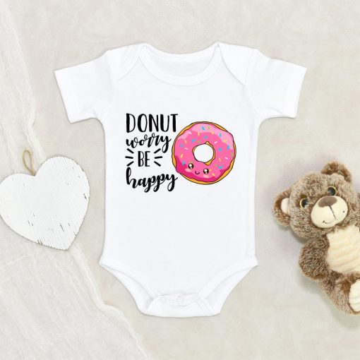 Cute Donut Baby Clothes - Donut Worry Be Happy Onesie - Sweet Themed Baby Shower Gift NW0112 0-3 Months Official ONESIE Merch