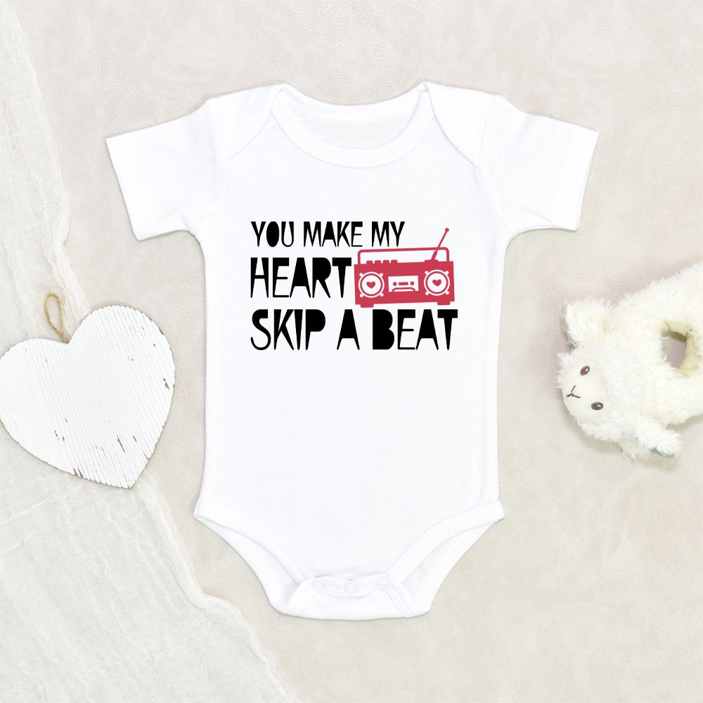 Cute Valentines Day Onesie - You Make My Heart Skip A Beat Baby Onesie - Cute Baby Onesie NW0112 0-3 Months Official ONESIE Merch