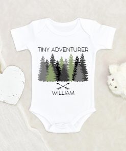 Custom Baby Shower Gift - Cute Baby Boy Clothes - Tiny Adventurer Personalized Onesie - Outdoorsy Hiking Onesie NW0112 0-3 Months Official ONESIE Merch