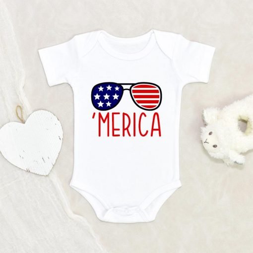 4th Of July Onesie - Merica Glasses Baby Onesie - Fourth Of July Baby Clothes NW0112 0-3 Months Official ONESIE Merch