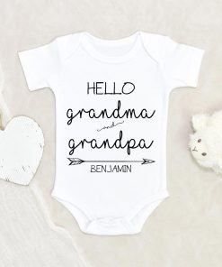 Grandparent Pregnancy Announcement Onesie - Cute Grandma & Grandpa Baby Onesie - Hello Grandma and Grandpa Onesie - Pregnancy Announcement Onesie NW0112 0-3 Months Official ONESIE Merch