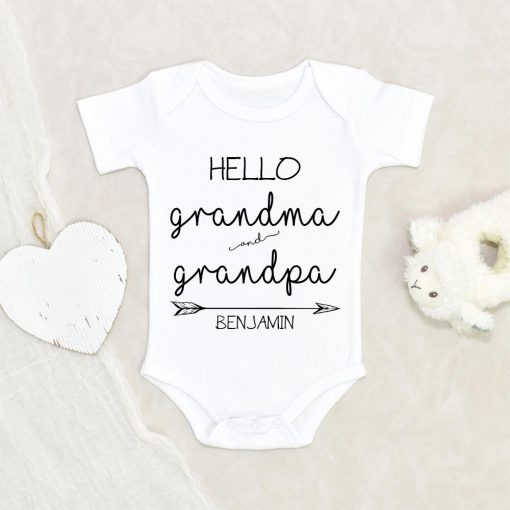 Grandparent Pregnancy Announcement Onesie - Cute Grandma & Grandpa Baby Onesie - Hello Grandma and Grandpa Onesie - Pregnancy Announcement Onesie NW0112 0-3 Months Official ONESIE Merch