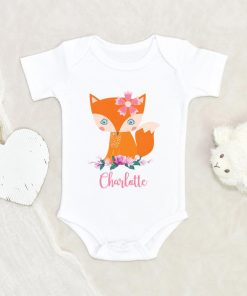 Custom Girls Name Onesie - Cute Fox Onesie - Personalized Fox Onesie - Baby Girl Gift - Baby Shower Gift NW0112 0-3 Months Official ONESIE Merch