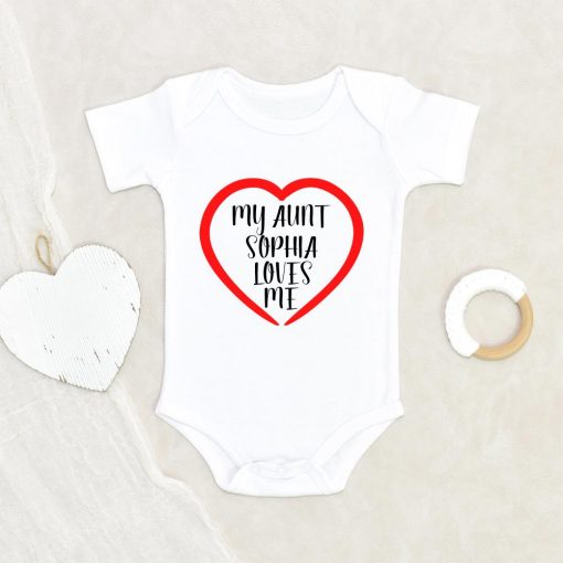 Heart Onesie - Boho Baby Onesie - Funny Onesie - My Aunt Loves Me Personalized Onesie - Auntie Gift - Customized Baby Clothes NW0112 0-3 Months Official ONESIE Merch