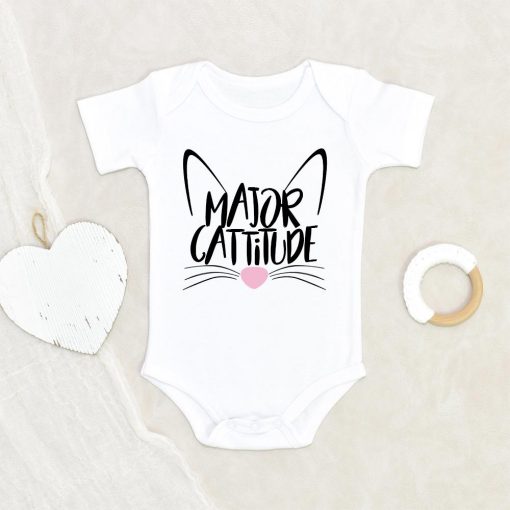 Cute Baby Onesie - Funny Baby Onesie - "Major Cattitude" - Baby Onesie Baby Onesie - Cat Onesie NW0112 0-3 Months Official ONESIE Merch
