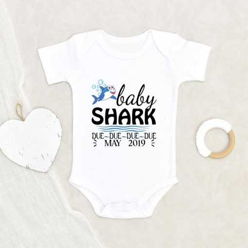 Due Due Due "Date" Personalized Baby Gift - Shark Baby Shower Gift - Pregnancy Announcement Onesie - Personalized Baby Shark Onesie NW0112 0-3 Months Official ONESIE Merch