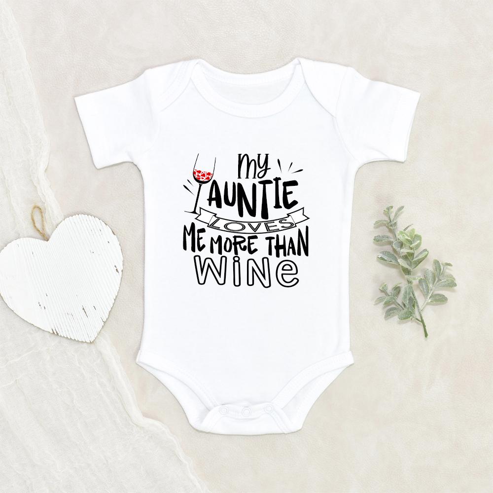Aunt Baby Onesie - My Auntie Loves Me More Than Wine Onesie - Aunt Baby Clothes - Cute Wine Onesie NW0112 0-3 Months Official ONESIE Merch