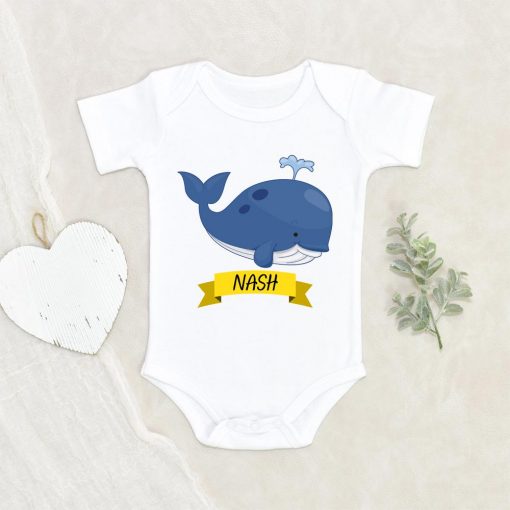 Baby Shower Gift - Whale Personalized Baby Boy Onesie - Custom Name Onesie - Cute Boho Baby Clothes - Baby Boy Gift NW0112 0-3 Months Official ONESIE Merch