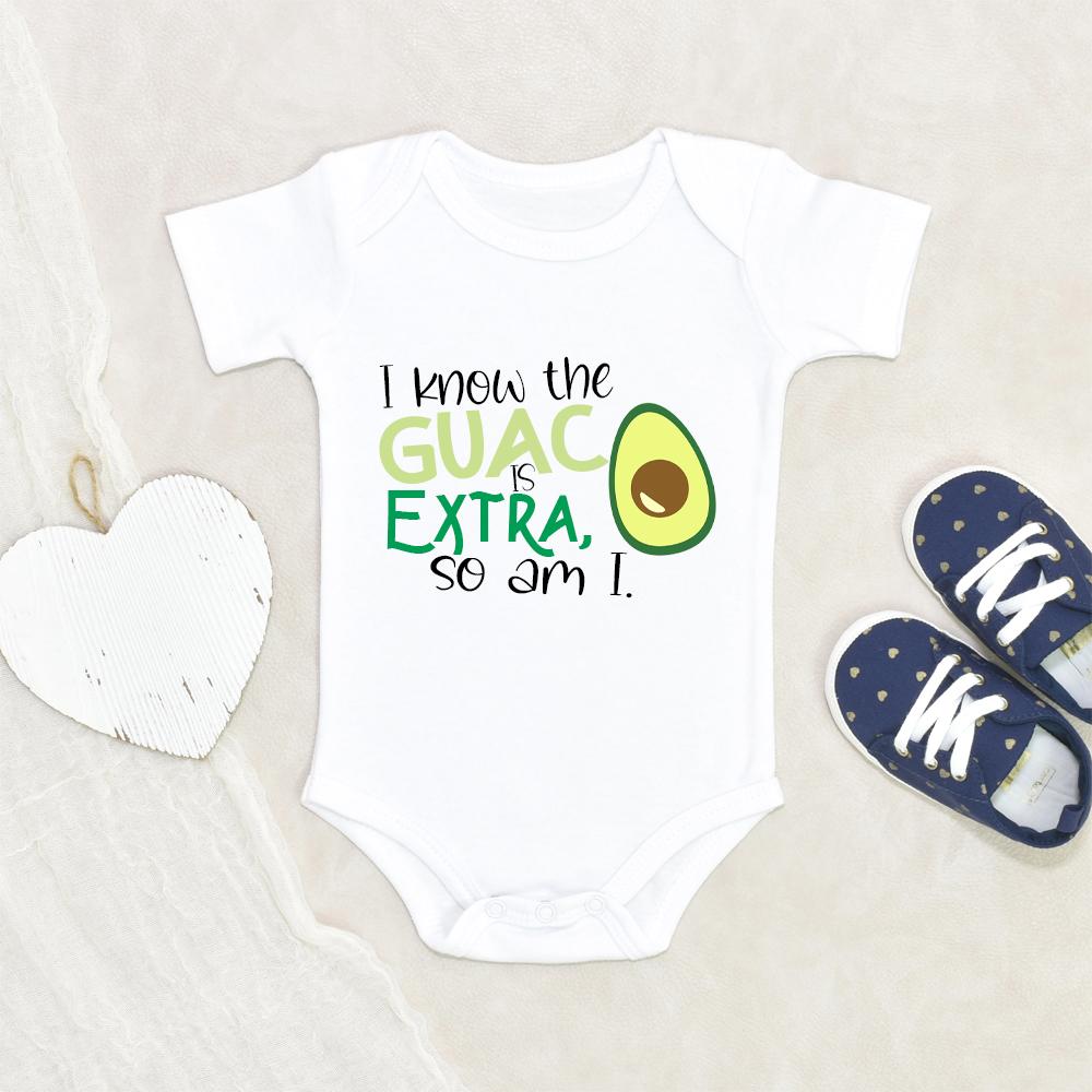 Funny Guacamole Baby Onesie - Funny Avocado Baby Onesie - I Know the Guac Is Extra So Am I Baby Onesie - Cute Baby Onesie NW0112 0-3 Months Official ONESIE Merch