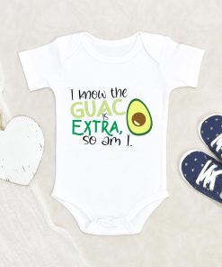 Funny Guacamole Baby Onesie - Funny Avocado Baby Onesie - I Know the Guac Is Extra So Am I Baby Onesie - Cute Baby Onesie NW0112 0-3 Months Official ONESIE Merch