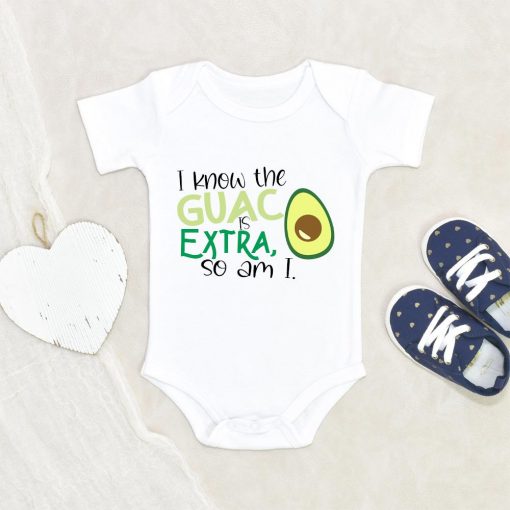 Funny Guacamole Baby Onesie - Funny Avocado Baby Onesie - I Know the Guac Is Extra So Am I Baby Onesie - Cute Baby Onesie NW0112 0-3 Months Official ONESIE Merch