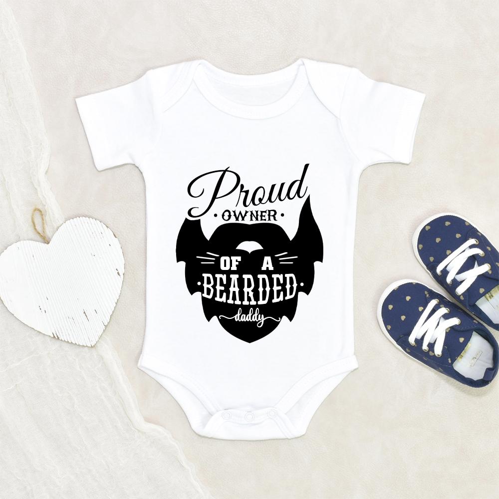 Beard Onesie - Funny Dad Baby Onesie - Father's Day Gift From Baby - Cute Baby Clothes - Proud Owner Of A Bearded Dad Baby Onesie NW0112 0-3 Months Official ONESIE Merch