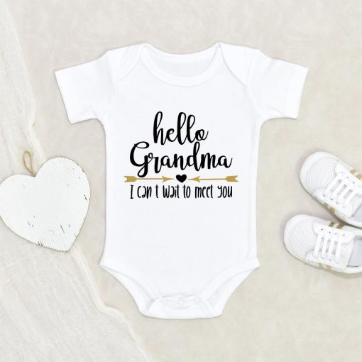 Grandma Baby Onesie - Hello Grandma Onesie - I Can't Wait To Meet You Onesie - Grandma Baby Clothes NW0112 0-3 Months Official ONESIE Merch