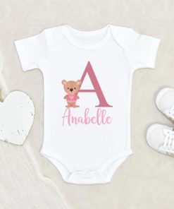 Custom Girls Baby Onesie - Cute Bear Baby Clothes - Personalized Name Bear Onesie NW0112 0-3 Months Official ONESIE Merch