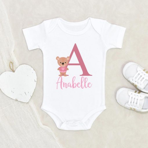 Custom Girls Baby Onesie - Cute Bear Baby Clothes - Personalized Name Bear Onesie NW0112 0-3 Months Official ONESIE Merch