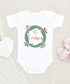Big Cousin Baby Girl Onesie - Big Cousin Baby Clothes Colored Floral Wreath - Big Cousin Onesie NW0112 0-3 Months Official ONESIE Merch