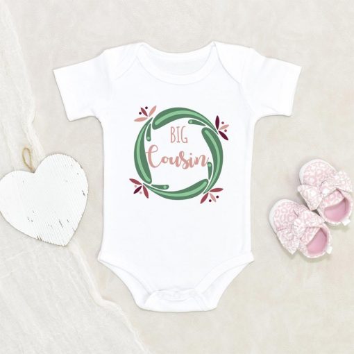 Big Cousin Baby Girl Onesie - Big Cousin Baby Clothes Colored Floral Wreath - Big Cousin Onesie NW0112 0-3 Months Official ONESIE Merch