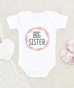 Big Sister Baby Girl Onesie - Big Sister Baby Clothes Burnt Orange Botanical - Big Sister Onesie NW0112 0-3 Months Official ONESIE Merch