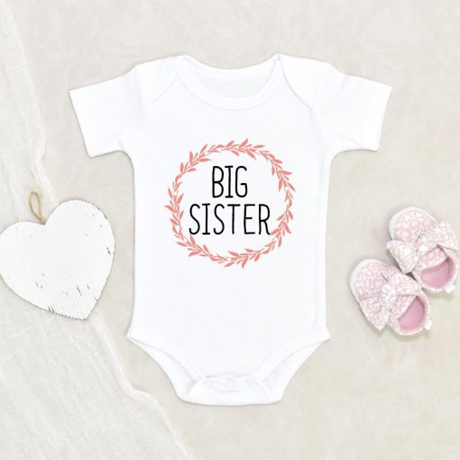 Big Sister Baby Girl Onesie - Big Sister Baby Clothes Burnt Orange Botanical - Big Sister Onesie NW0112 0-3 Months Official ONESIE Merch