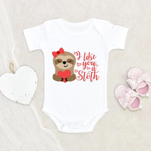 Cute Valentines Day Baby Girl Onesie - I Like You A Sloth Onesie - Valentines Sloth Baby Onesie NW0112 0-3 Months Official ONESIE Merch