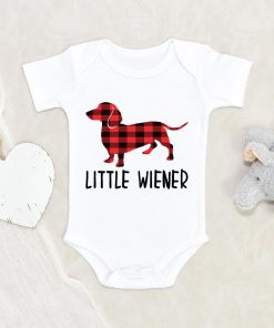 Buffalo Plaid Dachshund Onesie - Little Weiner Baby Onesie - Little Wiener Baby Gift NW0112 0-3 Months Official ONESIE Merch