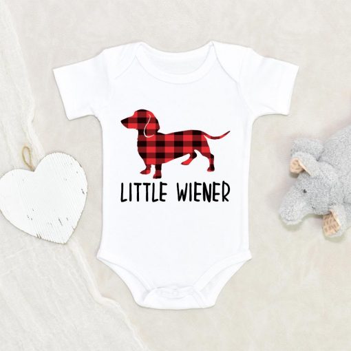 Buffalo Plaid Dachshund Onesie - Little Weiner Baby Onesie - Little Wiener Baby Gift NW0112 0-3 Months Official ONESIE Merch