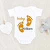 Custom Last Name Onesie - Baby Shower Gift - Personalized Unisex Baby Onesie - Footprints Baby Onesie - Pregnancy Announcement Onesie NW0112 0-3 Months Official ONESIE Merch