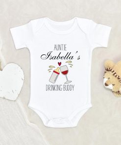Funny Baby Gift From Auntie - Cute Auntie Baby Onesie - Aunties Drinking Buddie Baby Onesie - Personalized Baby Shower Gift From Auntie NW0112 0-3 Months Official ONESIE Merch