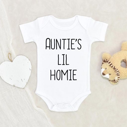 Baby Shower Gift - Auntie's Lil' Homie Baby Onesie - Funny Aunt Baby Clothes - Niece/Nephew Baby Onesie - Cute Auntie Baby Onesie NW0112 0-3 Months Official ONESIE Merch