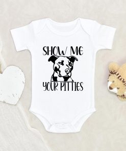 Funny Dog Baby Onesie - Pitbull Onesie - Show Me Your Pitties Onesie - Cute Baby Onesie NW0112 0-3 Months Official ONESIE Merch