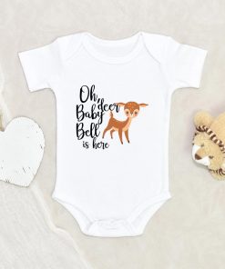Cute Onesie - Funny Onesie - Deer Onesie - Country Baby Clothes - Personalized Oh Deer Baby Bell is Here Onesie NW0112 0-3 Months Official ONESIE Merch