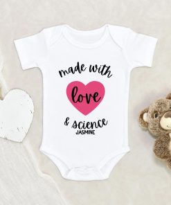 Custom Name Onesie - IVF Onesie - Pregnancy Announcement Onesie - Made With Love And Science Onesie - Personalized Baby Onesie NW0112 0-3 Months Official ONESIE Merch
