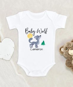 Custom Name Baby Onesie - Personalized Baby Onesie - Baby Wolf Onesie - Cute Wolf Onesie - Wolf Baby Clothes NW0112 0-3 Months Official ONESIE Merch