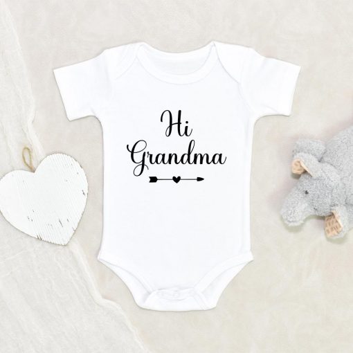 Cute Grandma Onesie - Pregnancy Announcement Baby Onesie - Hi Grandma Baby Onesie - Grandma Announcement Onesie - Cute Baby Clothes NW0112 0-3 Months Official ONESIE Merch