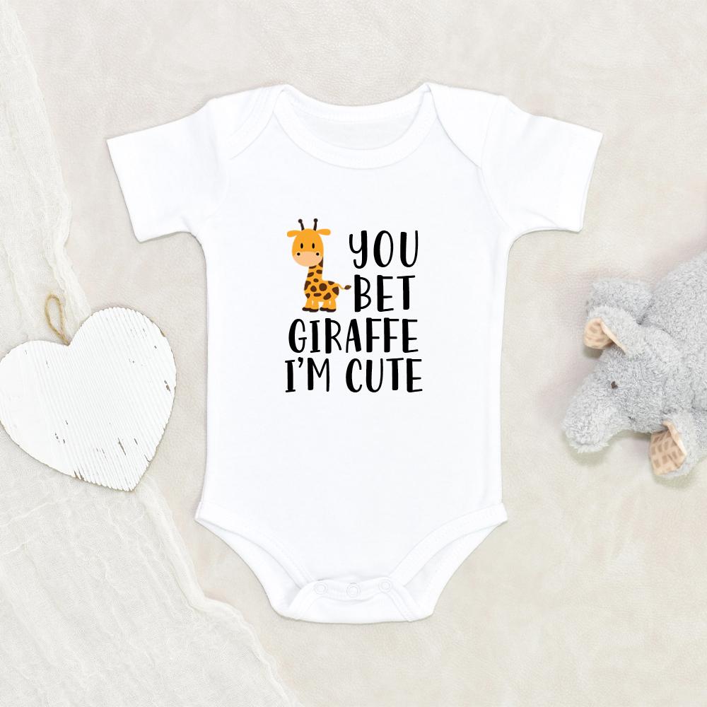 Animal Baby Onesie - Cute Giraffe Baby Onesie - You Bet Giraffe I'm Cute Onesie - Giraffe Baby Clothes - Giraffe Baby Onesie NW0112 0-3 Months Official ONESIE Merch