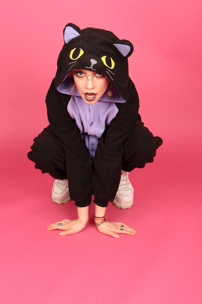 Premium Midnight Black Cat Onesie | Onesieful OF0112 Small (Height 148-160 CM / 4'10 -5'3) Official ONESIE Merch