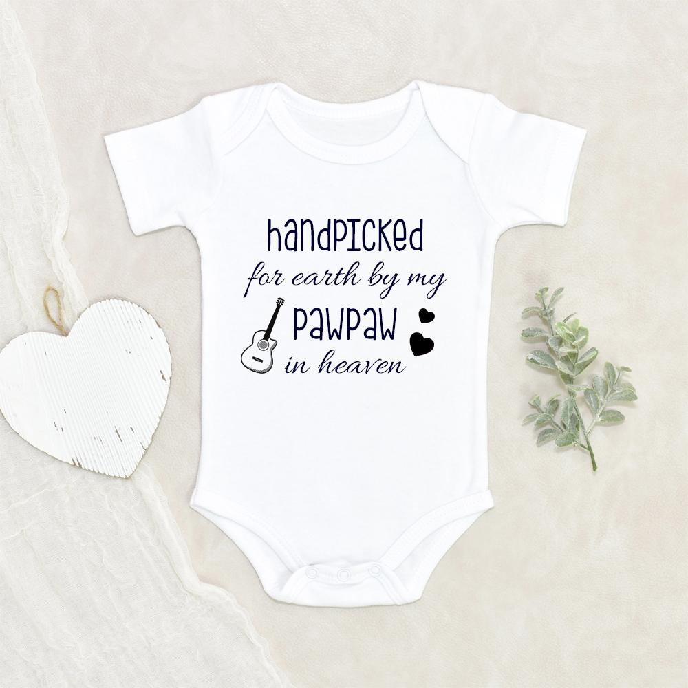 Guitar Baby Onesie - Uncle Memorial Baby Onesie - Hand Picked For Earth By My Pawpaw In Heaven - Uncle In Heaven Baby Onesie NW0112 0-3 Months Official ONESIE Merch