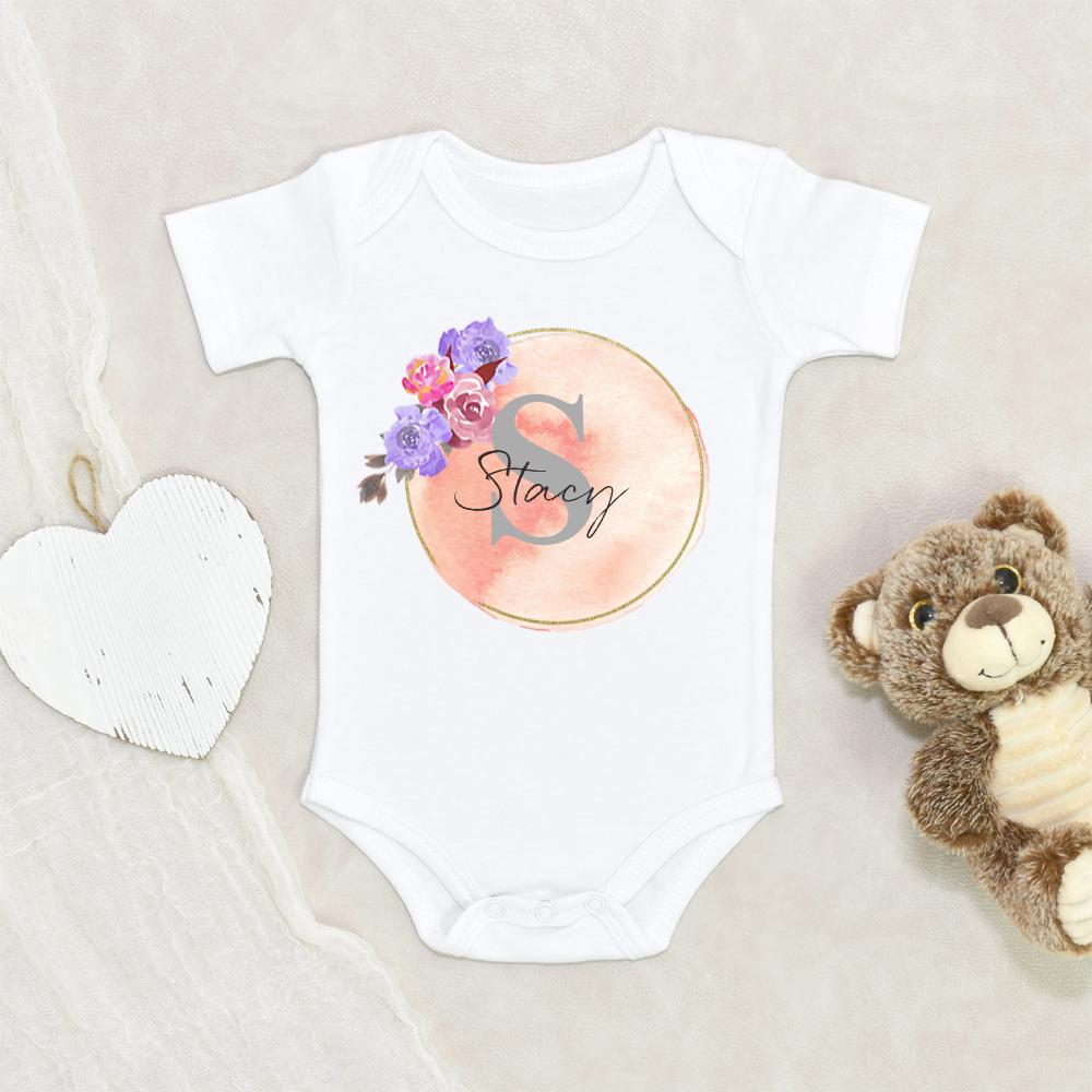 Custom Baby Onesie Girl - Personalized Floral Baby Onesie Girl - Baby Name Onesie Unique Girl Clothes NW0112 0-3 Months Official ONESIE Merch