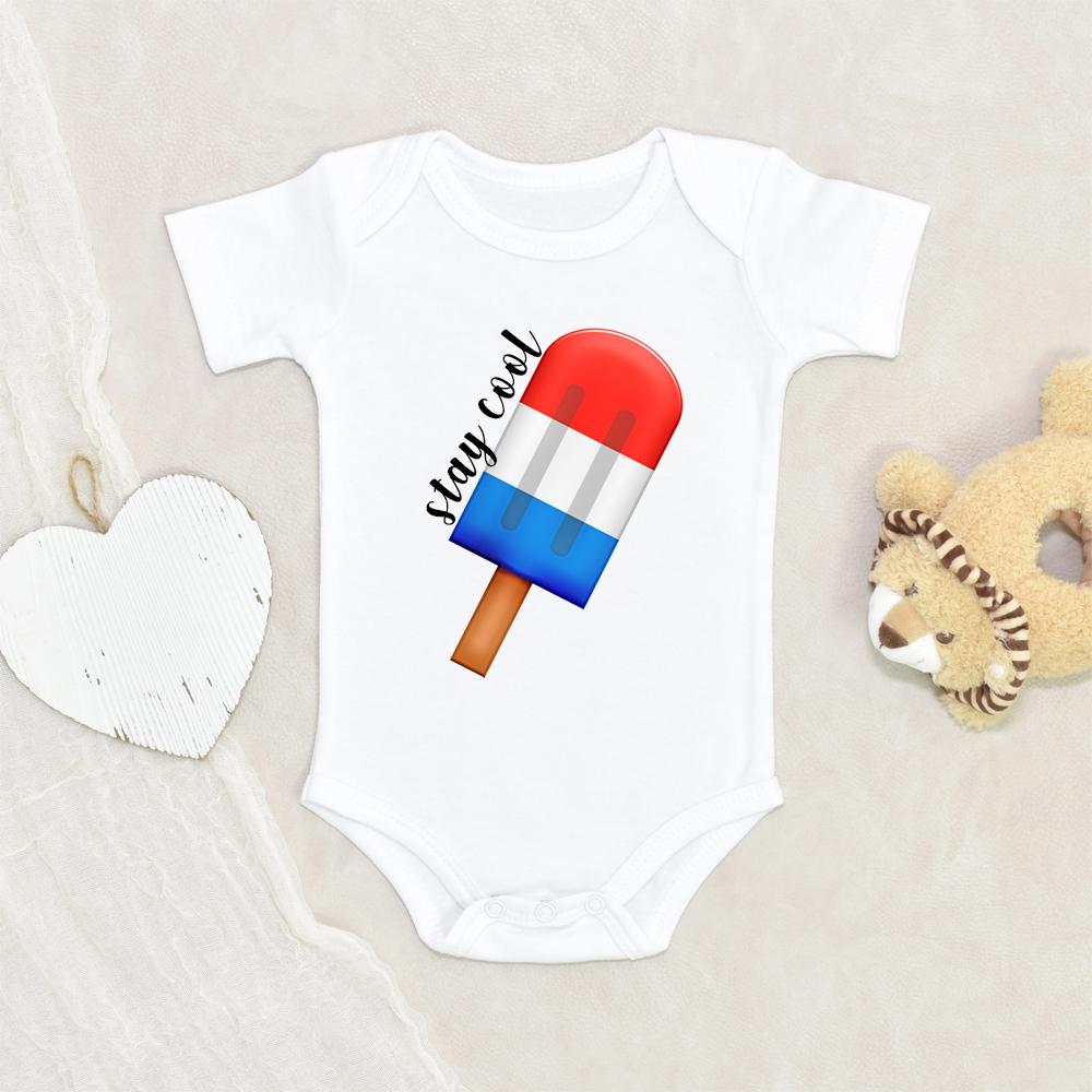 Funny Stay Cool Popsicle Baby Onesie - Independence day Onesie - 4th of July Clothes - Fourth of July Onesie NW0112 0-3 Months Official ONESIE Merch