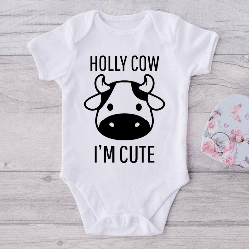 Holly Cow I'm Cute- Funny Onesie-Best Gift For Babies-Adorable Baby Clothes-Clothes For Baby-Best Gift For Papa-Best Gift For Mama-Cute Onesie NW0112 0-3 Months Official ONESIE Merch