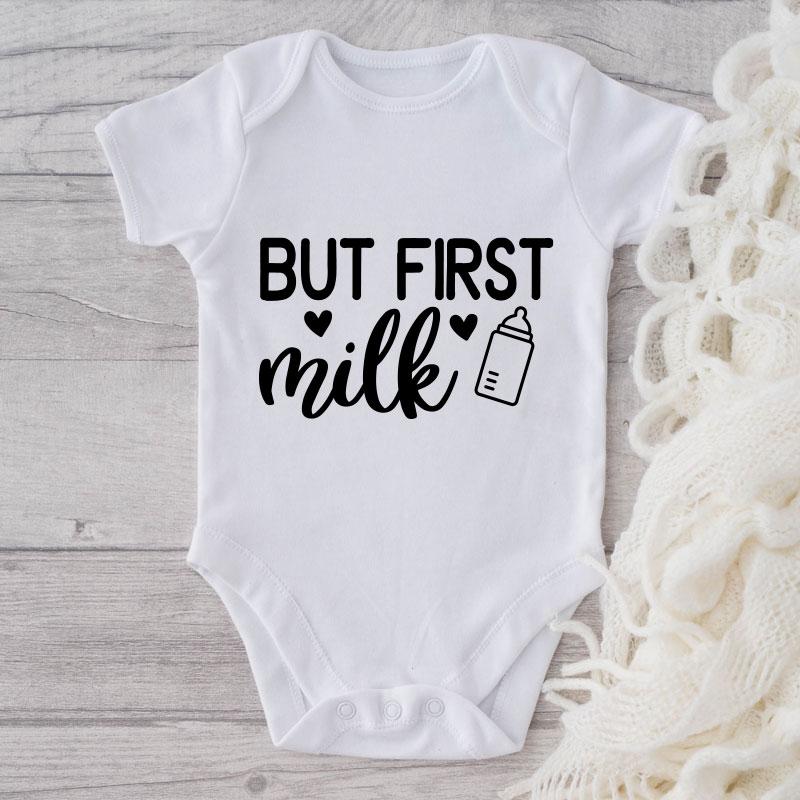 But First Milk-Funny Onesie-Best Gift For Babies-Adorable Baby Clothes-Clothes For Baby-Best Gift For Papa-Best Gift For Mama-Cute Onesie NW0112 0-3 Months Official ONESIE Merch