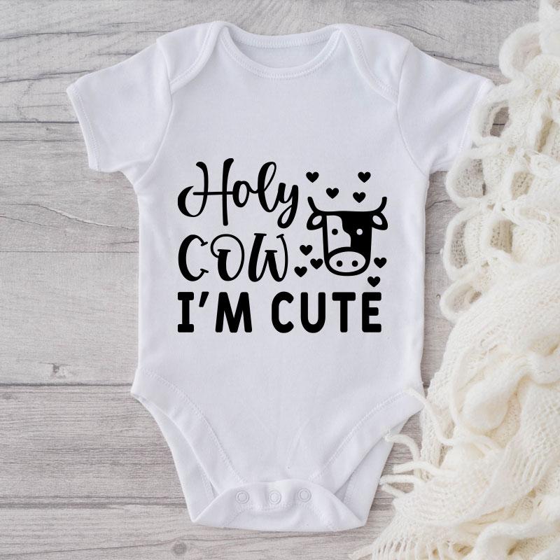 Holy Cow I'm Cute-Funny Onesie-Best Gift For Babies-Adorable Baby Clothes-Clothes For Baby-Best Gift For Papa-Best Gift For Mama-Cute Onesie NW0112 0-3 Months Official ONESIE Merch