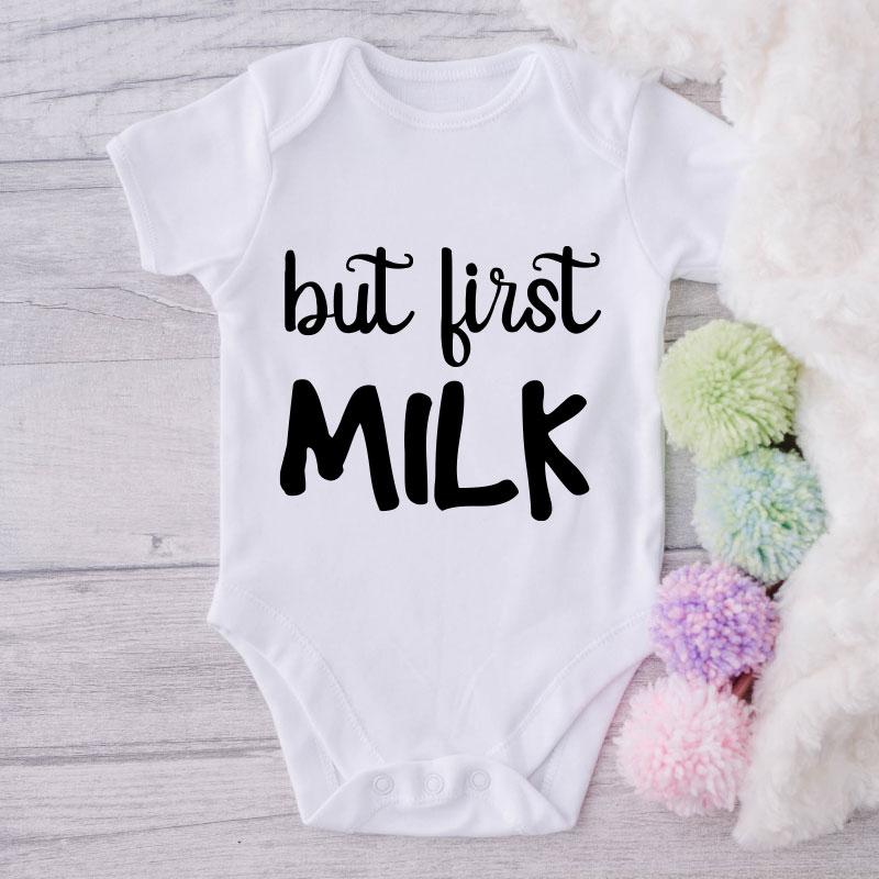 But First Milk-Onesie-Best Gift For Babies-Adorable Baby Clothes-Clothes For Baby-Best Gift For Papa-Best Gift For Mama-Cute Onesie NW0112 0-3 Months Official ONESIE Merch