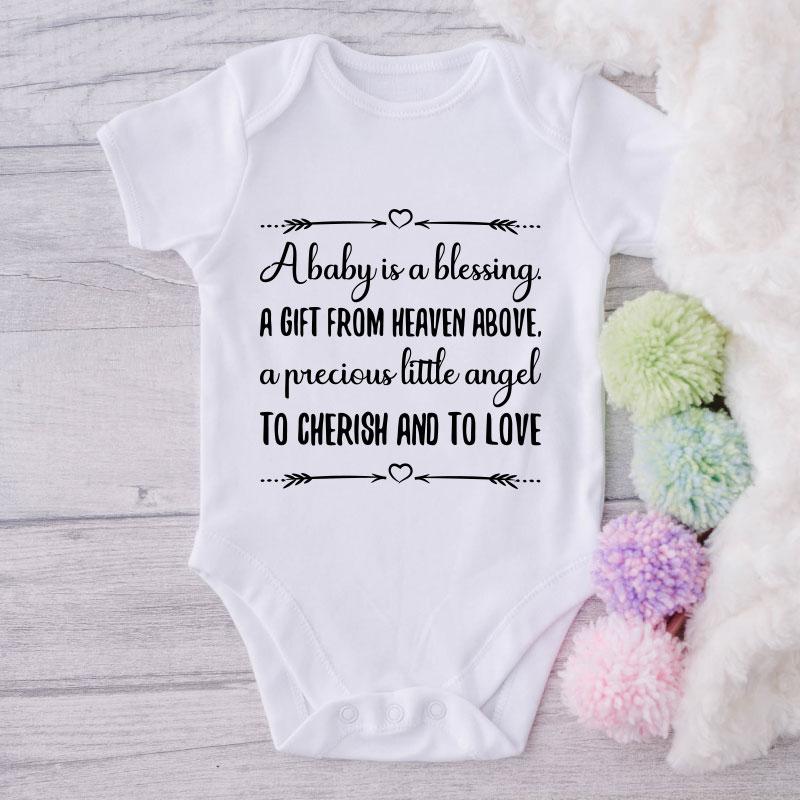 A Baby Is A Blessing A Gift From Heaven Above, A Precious Little Angel To Cherish And To Love-Onesie-Best Gift For Babies-Adorable Baby Clothes-Clothes For Baby-Best Gift For Papa-Best Gift For Mama-Cute Onesie NW0112 0-3 Months Official ONESIE Merch