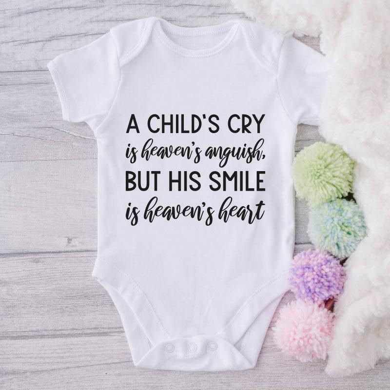 A Child's Cry Is Heaven's Anguish But His Smile Is Heaven's Heart-Onesie-Best Gift For Babies-Adorable Baby Clothes-Clothes For Baby-Best Gift For Papa-Best Gift For Mama-Cute Onesie NW0112 0-3 Months Official ONESIE Merch