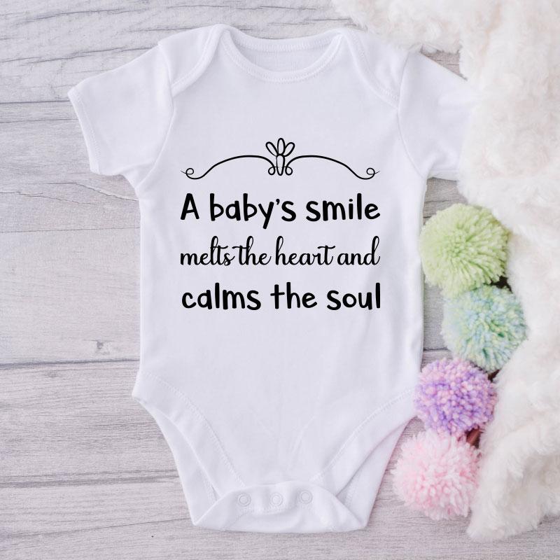 A Baby's Smile Melts The Heart And Calms The Soul-Onesie-Best Gift For Babies-Adorable Baby Clothes-Clothes For Baby-Best Gift For Papa-Best Gift For Mama-Cute Onesie NW0112 0-3 Months Official ONESIE Merch