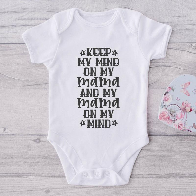 Keep My Mind On My Mama And My Mama On My Mind-Funny Onesie-Adorable Baby Clothes-Clothes For Baby-Best Gift For Papa-Best Gift For Mama-Cute Onesie NW0112 0-3 Months Official ONESIE Merch